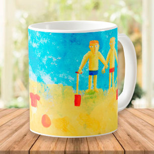 Mug Enfants au bord de la mer Art contemporain moderne