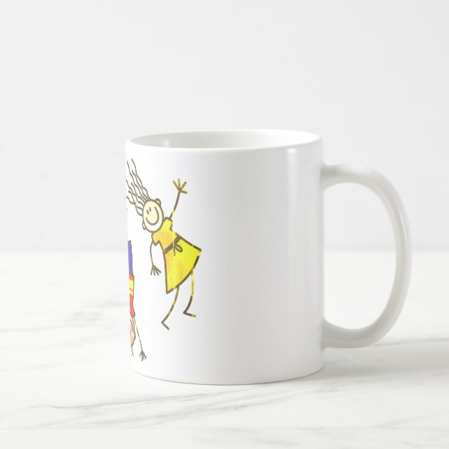 Mug enfants, bâtons de figurines, heureux (Droite)