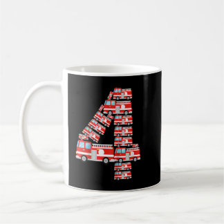 Mug Enfants Camion d'incendie 4e anniversaire Garçon p