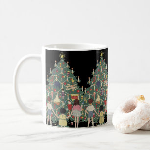 Mug Enfants de Noël vintage autour d'un arbre décoré