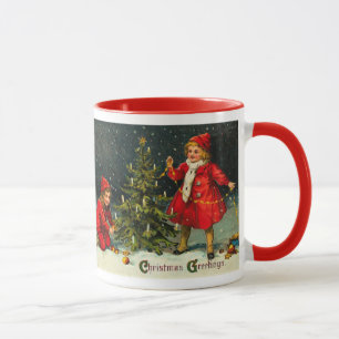 Mug Enfants décorant le sapin de Noël