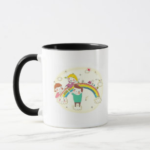 Mug Enfants jouant sur l'arc-en-ciel