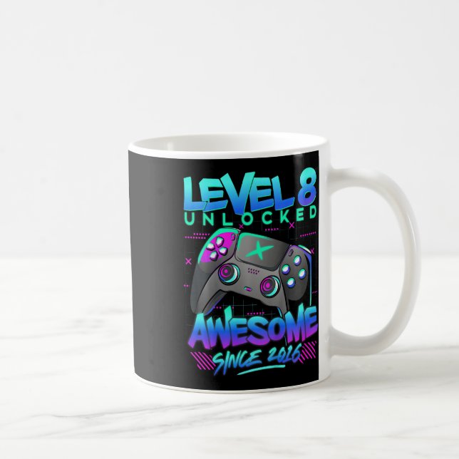 Mug Enfants Niveau 8 Déverrouillé Garçon de 8 ans Anni (Droite)