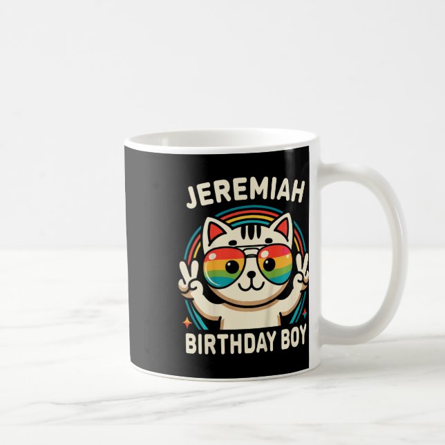 Mug Enfants Nom Jeremiah Anniversaire Garçon Chat (Droite)