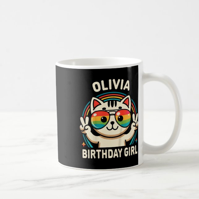 Mug Enfants Nom Olivia Anniversaire Fille Chat (Droite)