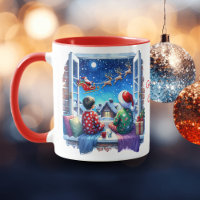 Enfants observant Père Noël Sleigh Personnalisé