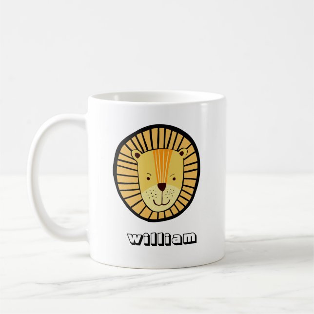 Mug Enfants Personnalisés Lion Jungle Nom animal (Gauche)