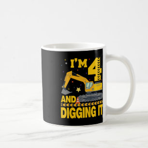 Mug Enfants quatre 4ans 4e anniversaire Excavateur 4 a