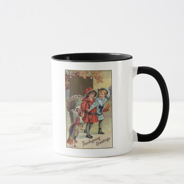 Mug Enfants tenant un Citrouille, Dindons (Droite)