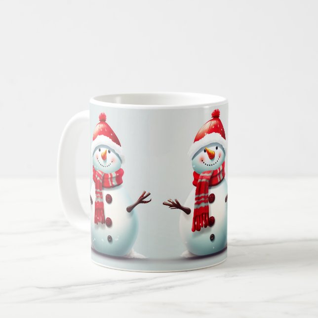 Mug Enfants très heureux Enfants Hiver Snowman (Devant gauche)