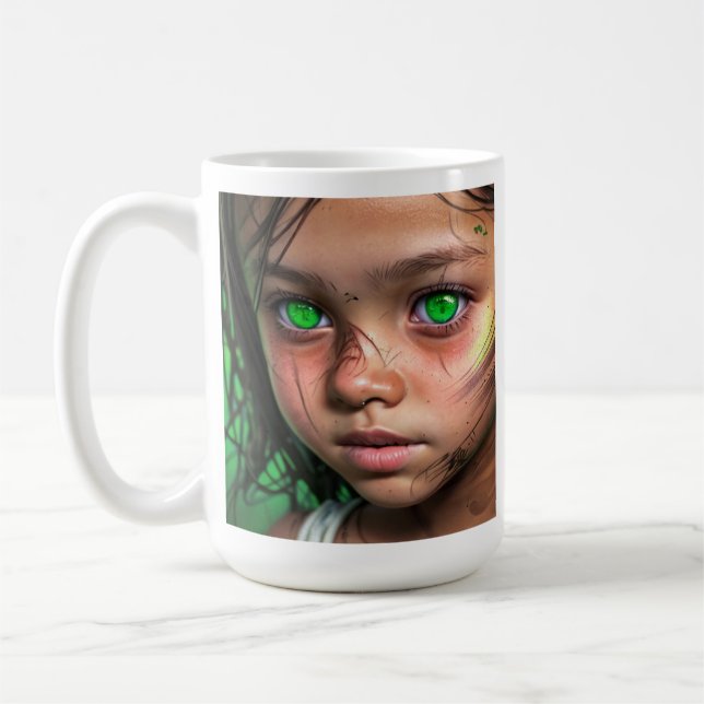 Mug Enfants tribaux | Yeux verts futuristes (Gauche)