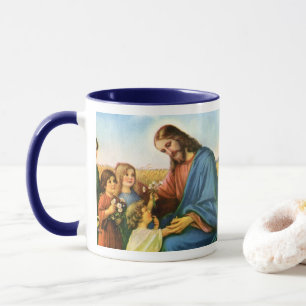 Mug Enfants vintage apportent des fleurs à Jésus-Chris