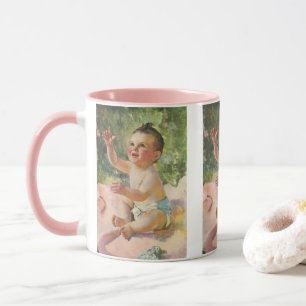 Mug Enfants Vintage, Bébé Fille Mignonne sur une Couve