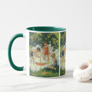 Mug Enfants vintages Jouer Jouet Bateaux à voile Étang