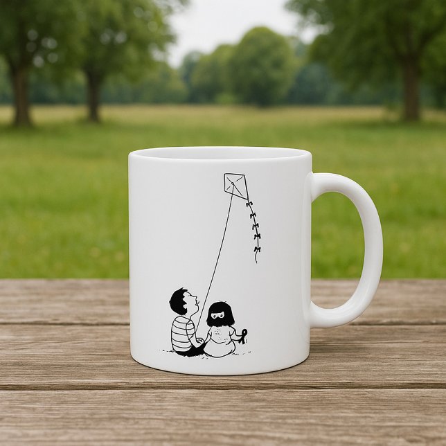 Mug Enfants volant un cerf-volant silhouette (Créateur téléchargé)