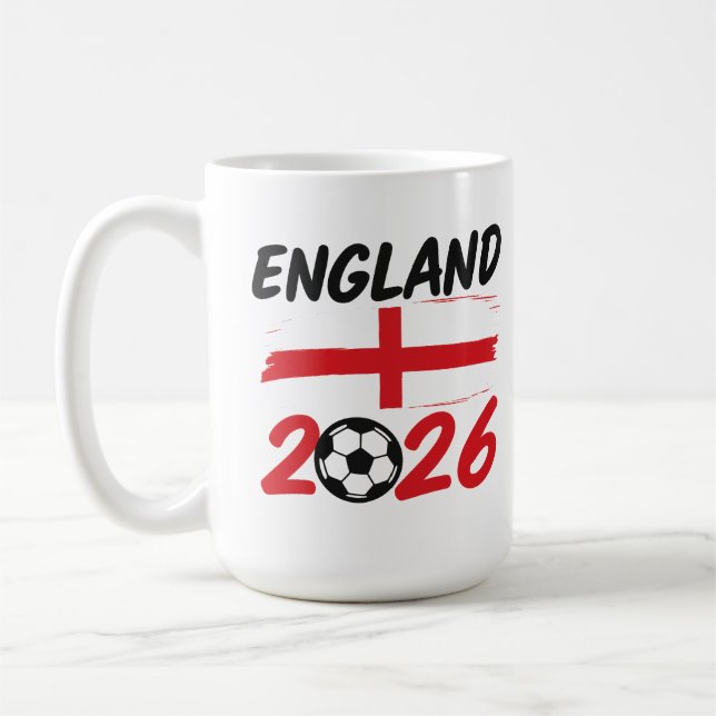 Mug England 2026 Soccer Fan Design, Cross and Football (Gauche)