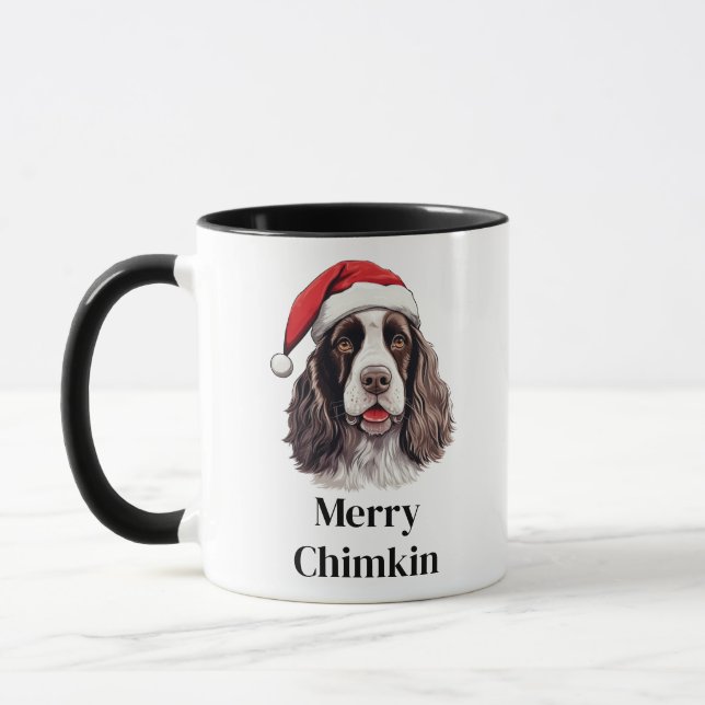 Mug English Springer Spaniel Chien Chapeau de Père Noë (Gauche)