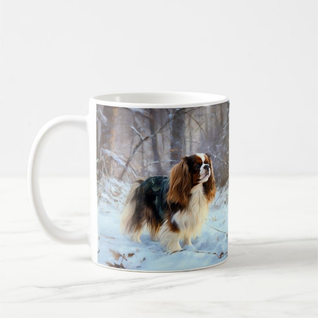 Mug English Toy Spaniel Laisser Neige Noël (Gauche)
