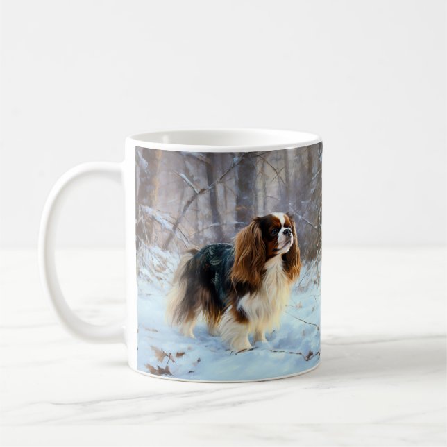 Mug English Toy Spaniel Laisser Neige Noël (Gauche)