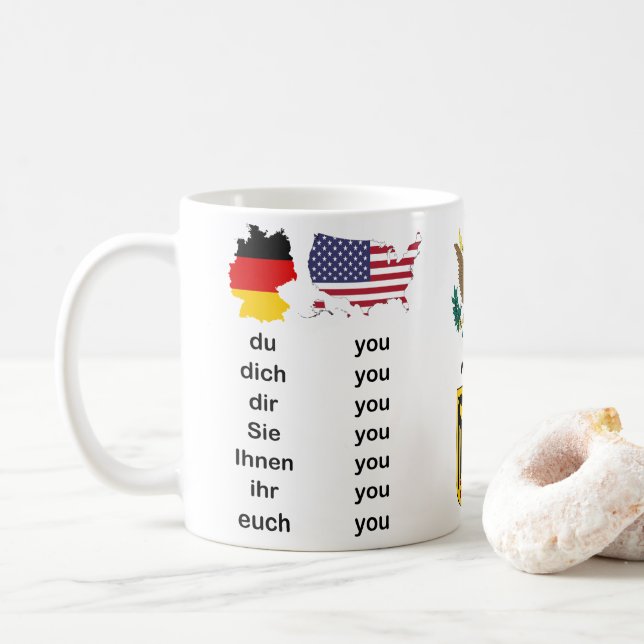 Mug English versus German - The and You - Der Die Das (Avec donut)