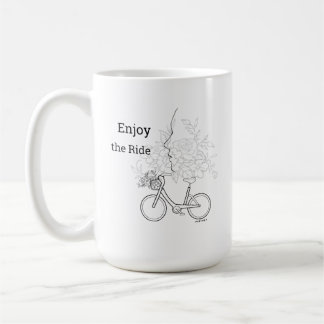 Mug  Enjoy the Ride: Minimalist Bicycle & Flower Art 