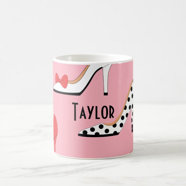 Mug Énoncé de mode à talon élevé rose (Centre)