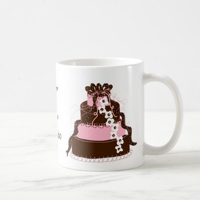 Mug Enregistrer le gâteau rose et chocolat Date (Droite)