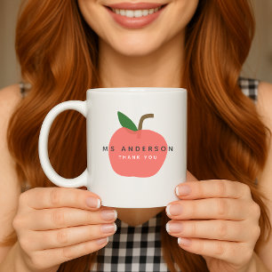 Mug Enseignant Apple   Nom moderne Merci migre Amusant