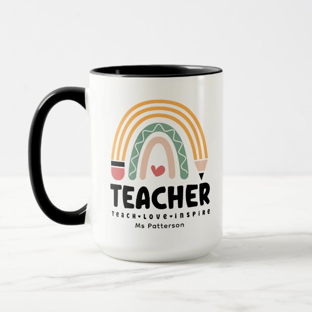 Mug Enseignant Apprendre Amour Inspirer Rainbow Person (Gauche)