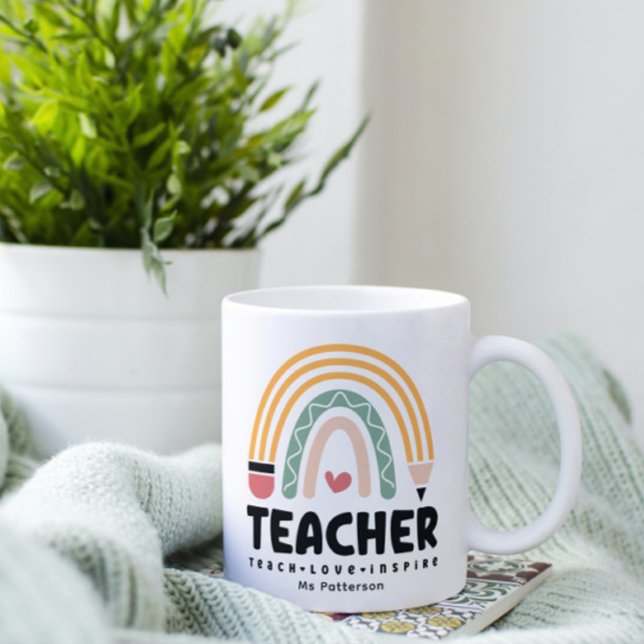 Mug Enseignant Apprendre Amour Inspirer Rainbow Person (Créateur téléchargé)