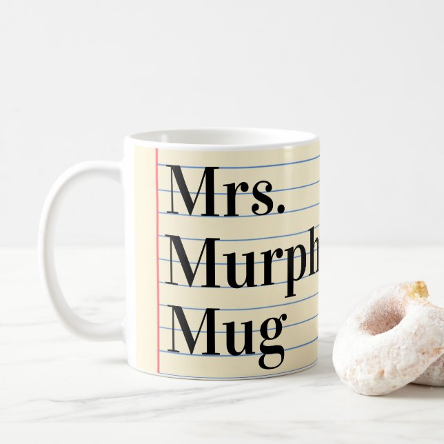 Mug Enseignant Cadeau style de livre de notes personna (Avec donut)
