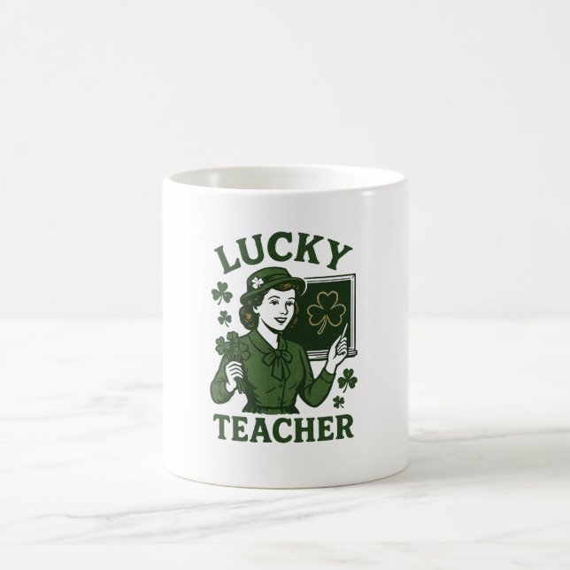 Mug Enseignant Chanceux – Saint-Patrick Rétro Vintage (Centre)
