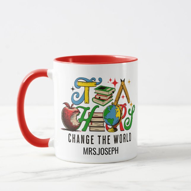 Mug Enseignant Changez Le Monde École Colorée (Gauche)