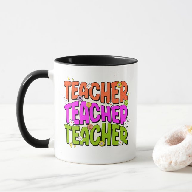 Mug enseignant coloré gras (Avec donut)