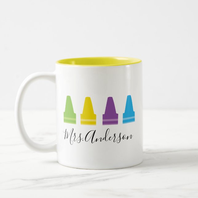 Mug Enseignant Crayon Personnalisé, Mug Enseignant (Gauche)