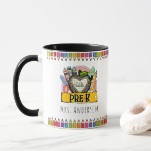 Mug Enseignant Crayons de Couleur Arc-en-Ciel