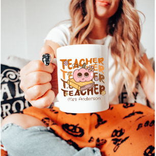 Mug Enseignant d'automne rétro personnalisé - Citrouil