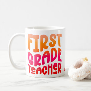Mug Enseignant de 1re année Orange Rouge Ombre
