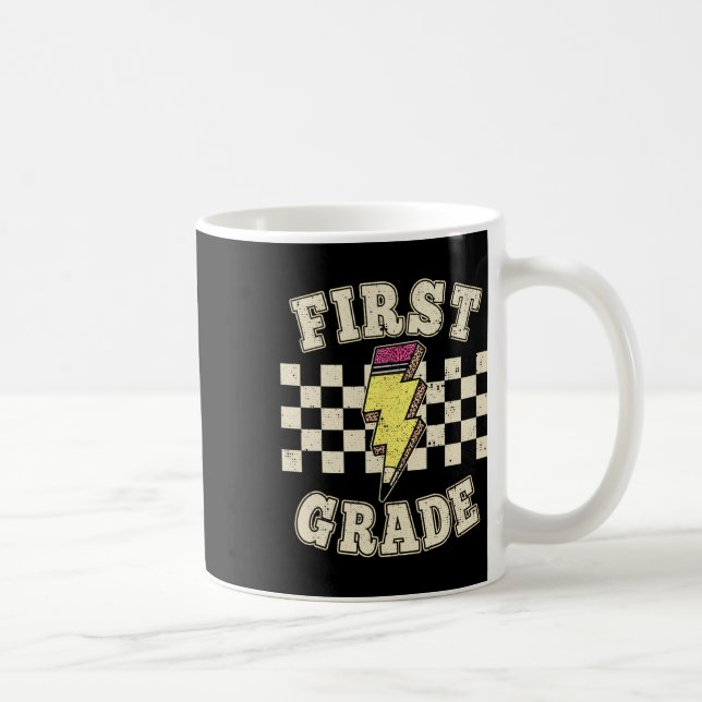 Mug Enseignant de 1re année Rétro Éclair Crayon (Droite)