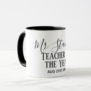 Mug Enseignant de l'année Personnalisé cadeau de texte