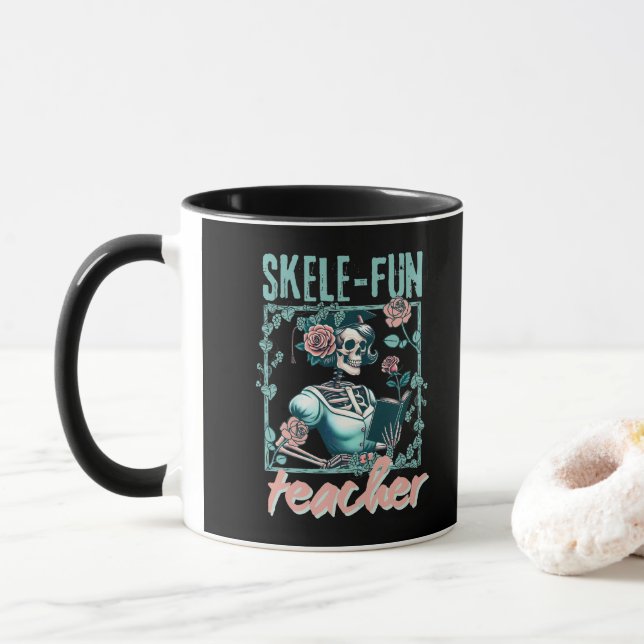 Mug Enseignant de l'école primaire de squelette éffray (Avec donut)