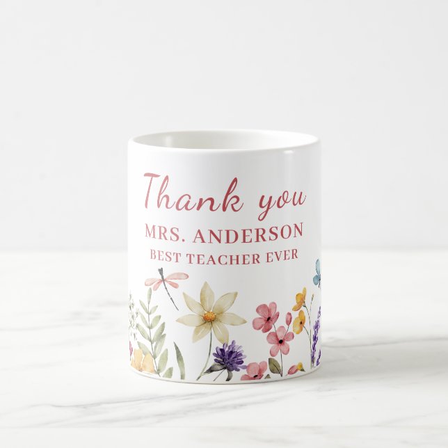 Mug enseignant de Merci rose (Centre)
