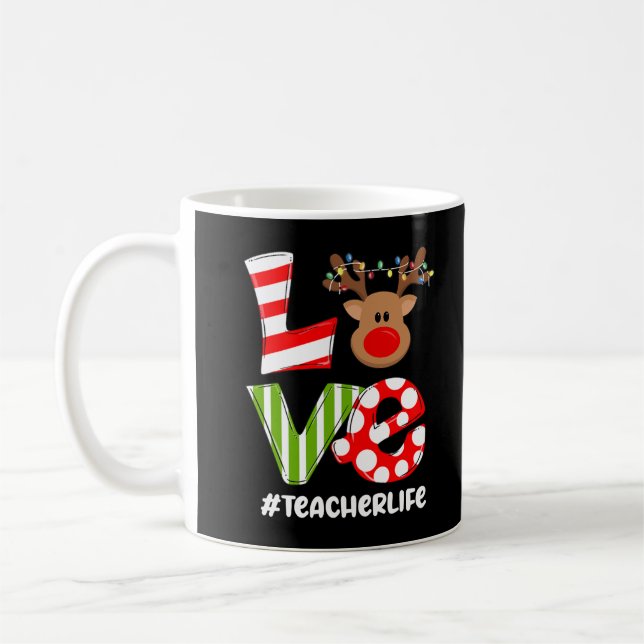 Mug Enseignant de Noël Aimer Reindeer Joyeux Noël Cade (Gauche)