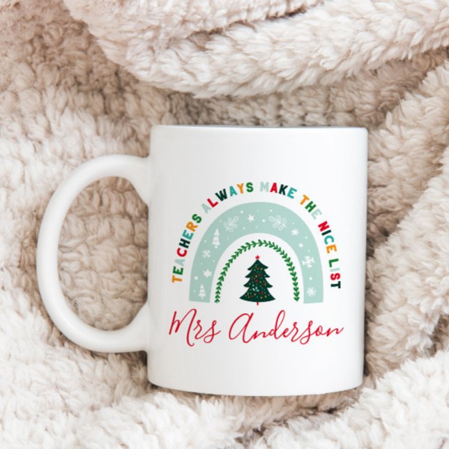 Mug Enseignant de Noël rainbow belle liste (Créateur téléchargé)