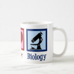 Mug Enseignant en biologie de l'amour pour la paix<br><div class="desc">De mignons cadeaux d'enseignant en biologie pour un professeur de bio. Peace Love Biology présente un signe de paix,  un coeur et un microscope pour la classe scientifique.</div>