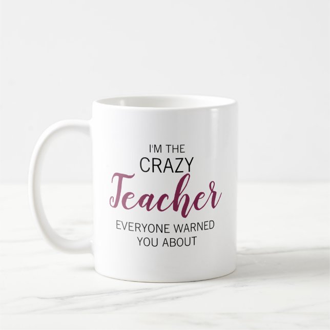 Mug Enseignant Fou Nom Personnalisé (Gauche)