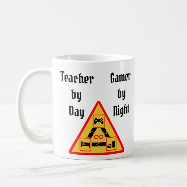 Mug Enseignant le jour, joueur la nuit (Gauche)