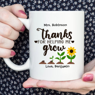 Mug Enseignant Merci de m'avoir aidé à grandir Tournes