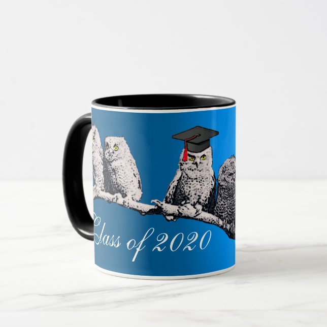Mug ENSEIGNANT OWL, PETIT OWLS DIPLÔMÉ PARTIE Bleu (Devant gauche)