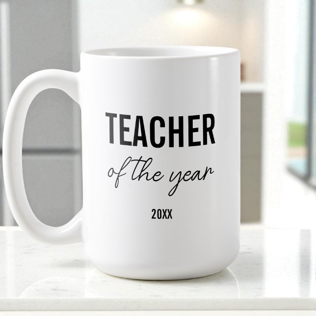 Mug Enseignant Personnalisé Écriture Simple Moderne No (Modern Simple Black Script Personalized Teacher Coffee Mug)